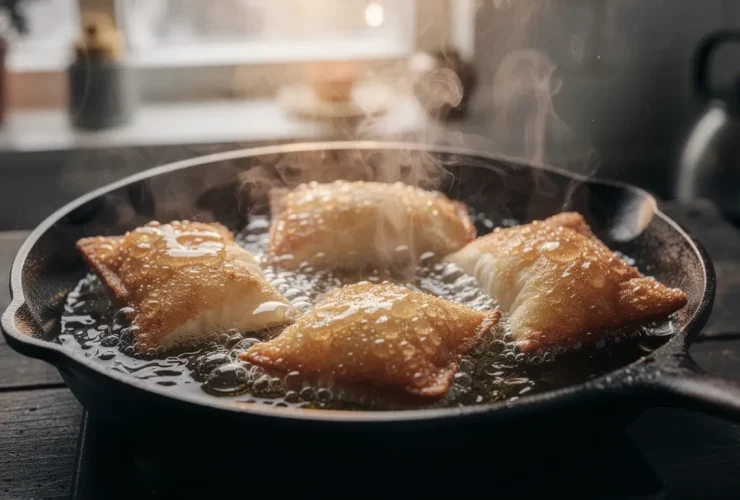 Beignets dorés en pleine friture