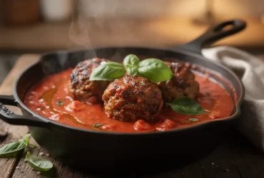 Boulettes tendres mijotant dans sauce tomate riche