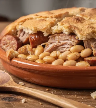 Cassoulet de Toulouse rustique dans cassole traditionnelle