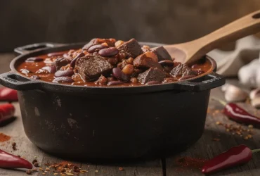 Pot rustique de chili con carne au chocolat