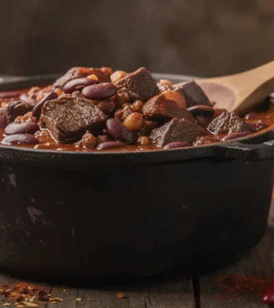 Pot rustique de chili con carne au chocolat