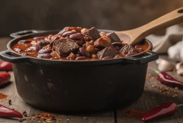 Pot rustique de chili con carne au chocolat