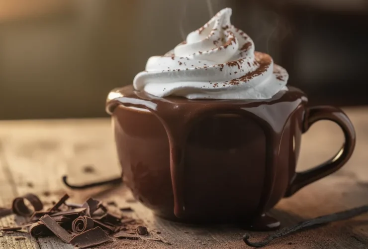 Chocolat viennois fumant avec chantilly