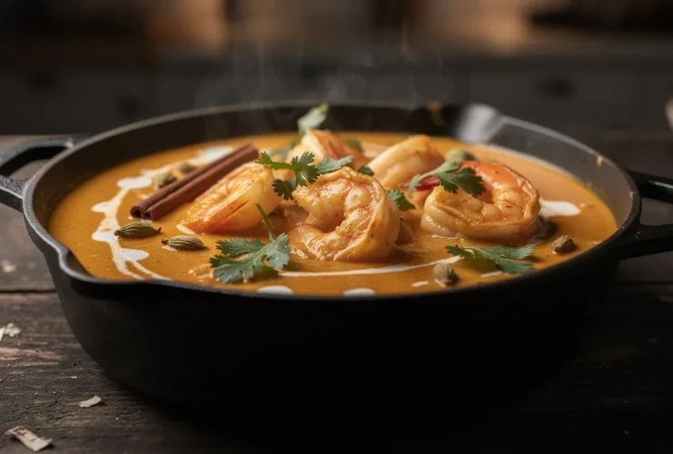 Curry onctueux de crevettes à la noix de coco