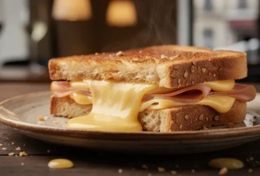 Croque-monsieur doré à la poêle avec fromage fondu