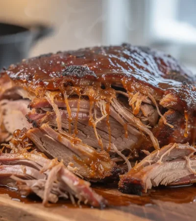 Épaule de porc effilochée au barbecue luisant