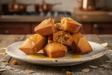 Financiers dorés sur assiette rustique