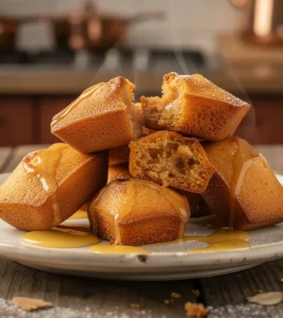 Financiers dorés sur assiette rustique