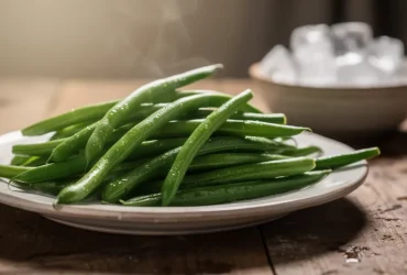 Haricots verts au bain glacé avec vapeur