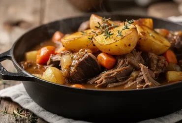 Irish stew rustique dans marmite en fonte