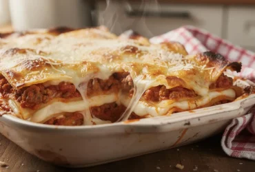 Lasagnes gratinées tout juste sorties du four