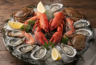 Plateau royal de fruits de mer sur glace pilée