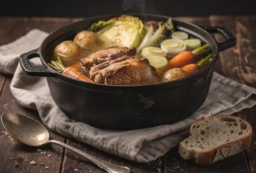 Potée paysanne rustique dans cocotte en fonte