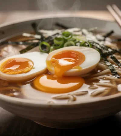 Bol de ramen avec œuf mollet coulant