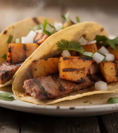 Tacos al pastor avec porc mariné à l'ananas