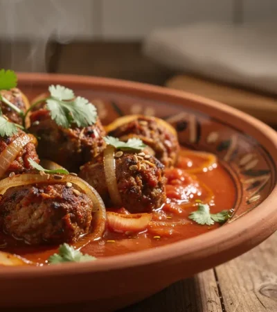 Tagine de kefta marocaine aux boulettes de bœuf