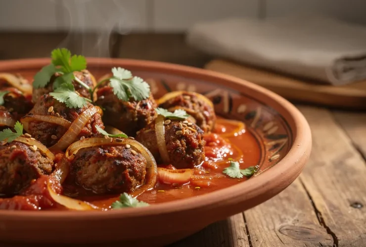 Tagine de kefta marocaine aux boulettes de bœuf