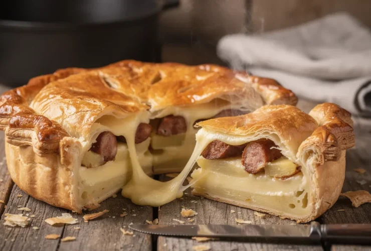 Tourte franc-comtoise rustique fumante