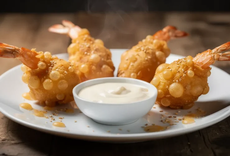 Beignets de crevettes tempura croustillants dorés