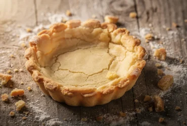 Coque de tarte sablée dorée fraîchement cuite