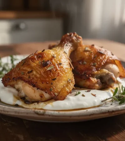 Cuisses de poulet rôti marinées au yaourt