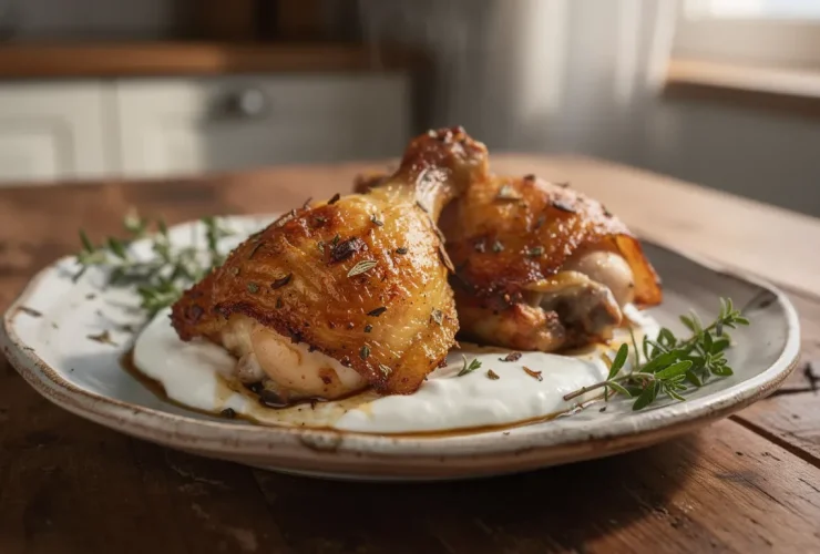 Cuisses de poulet rôti marinées au yaourt