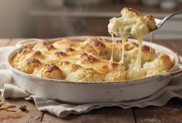 Gratin de chou-fleur doré avec béchamel croustillante