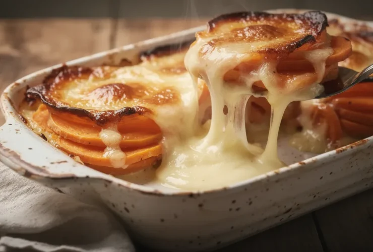Gratin de patates douces au fromage Comté doré