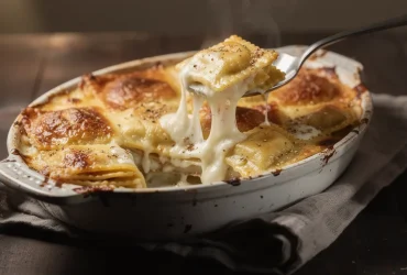 Gratin de ravioles du Dauphiné tout juste sorti du four