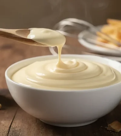 Bol de mayonnaise maison onctueuse avec moutarde
