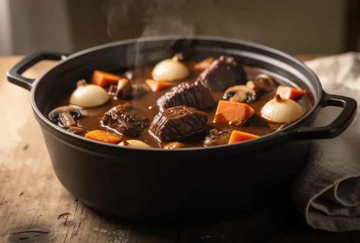 Ragoût français rustique dans cocotte en fonte