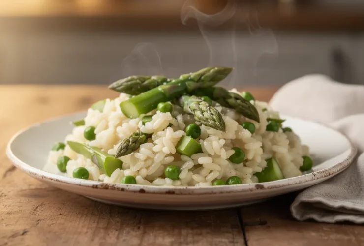 Risotto crémeux aux asperges et pois printaniers
