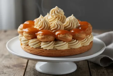 Gros plan sur pâtisserie Saint-Honoré majestueuse